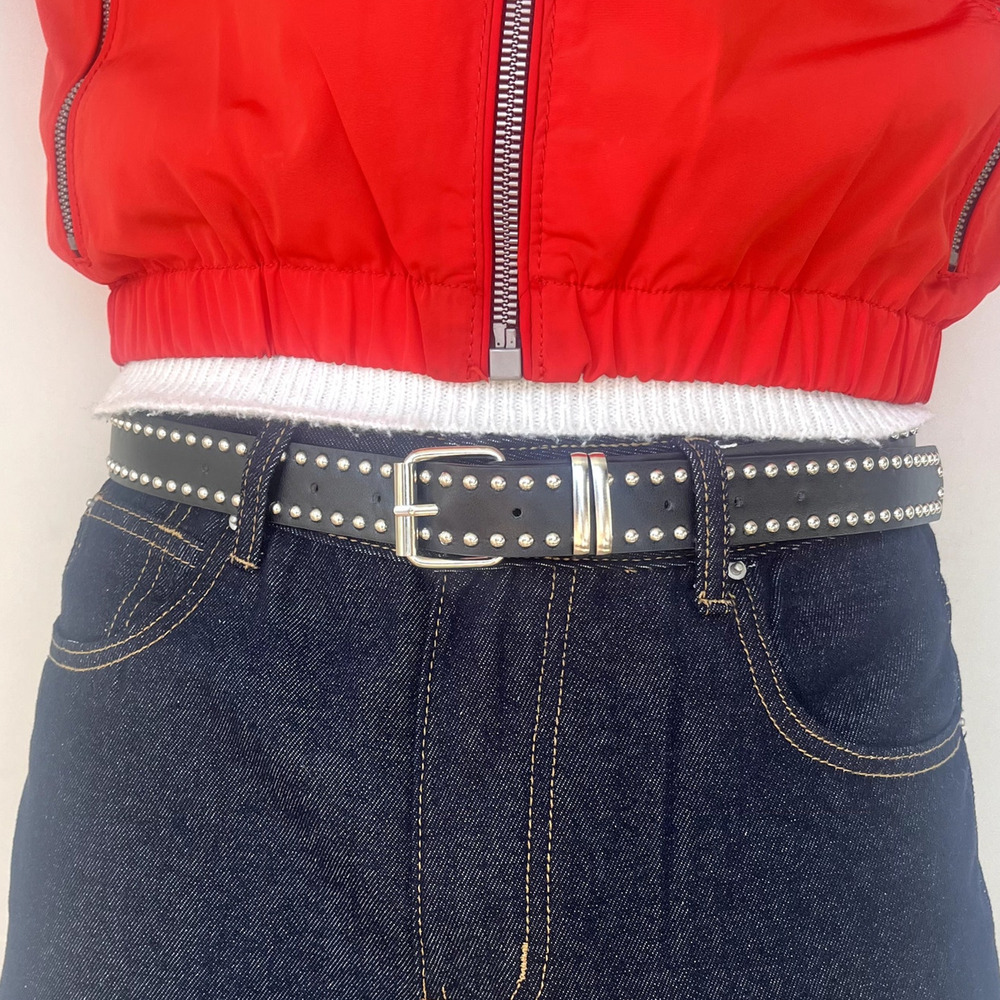 vintage style black american western studded design belt